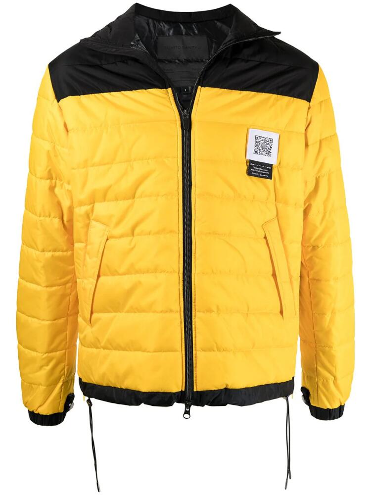 Fumito Ganryu colour-block puffer jacket - Yellow Cover