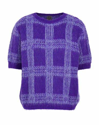 8 By Yoox Check Jacquard Knit S/sleeve Top Woman Sweater Purple Acrylic, Polyamide, Wool, Viscose Cover