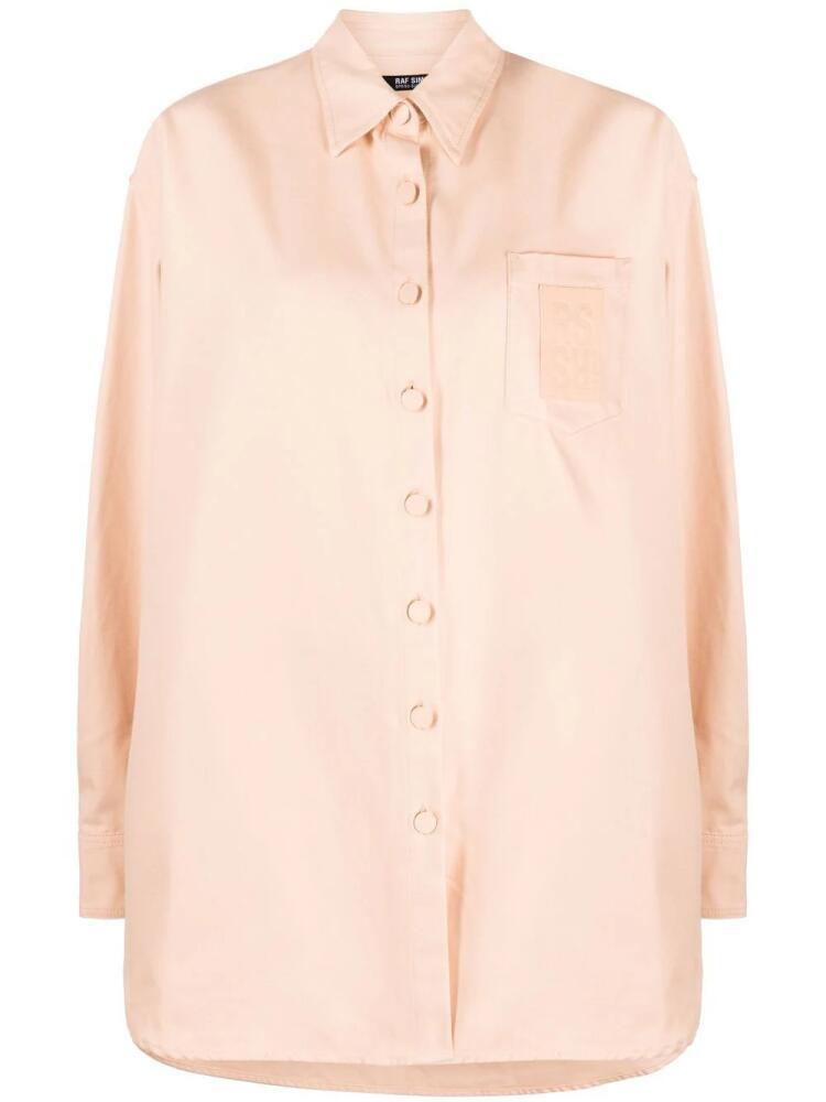 Raf Simons logo-patch oversized shirt - Pink Cover