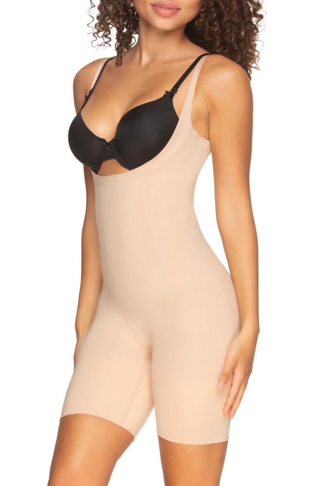 Felina Fusion Open Bust Mid Thigh Shaper in Warm Neutral Cover