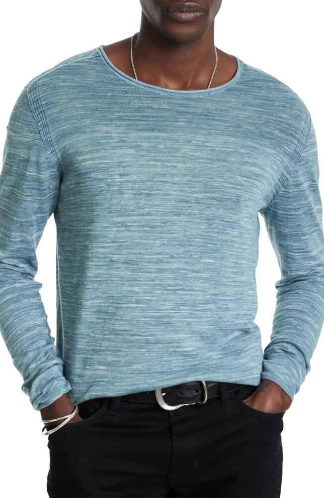 John Varvatos Omar Space Dye Linen Blend Crewneck Sweater in Stream Blue Cover