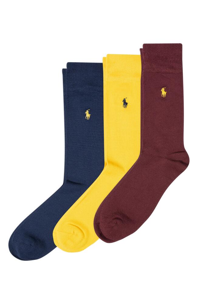 Polo Ralph Lauren Assorted 3-Pack Supersoft Socks in Wine/yellow/navy Cover