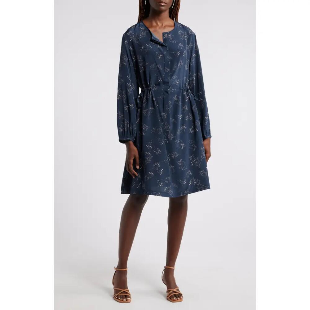 Wyeth Olivia Floral Long Sleeve Silk Dress in Navy Cover