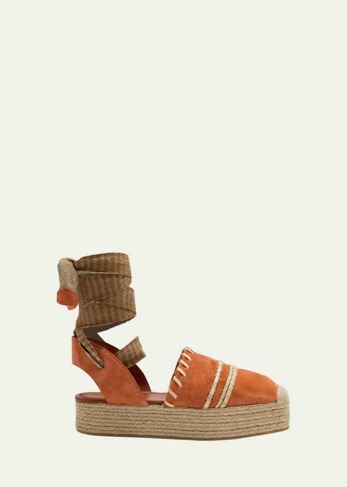 Ulla Johnson Abia Topstitch Suede Ankle-Wrap Espadrilles Cover