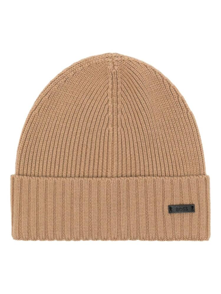 BOSS ribbed-knit beanie - Neutrals Cover