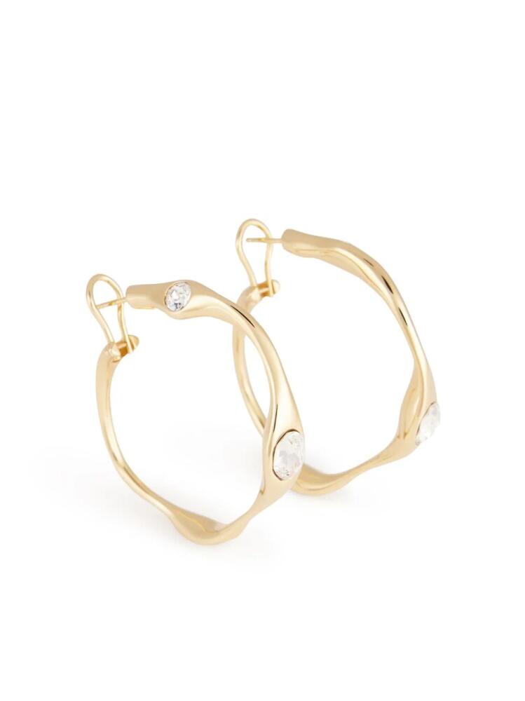 AMI Paris crystal-embellished hammered hoop earrings - Yellow Cover