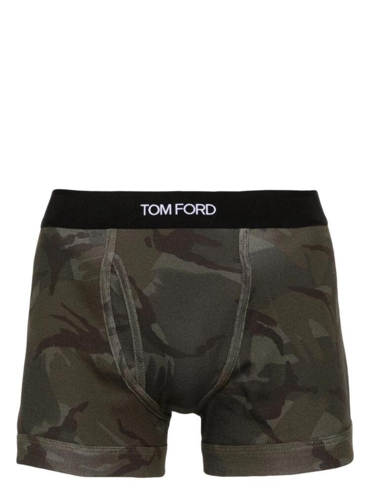 TOM FORD patterned stretch-cotton boxers - Grey Cover