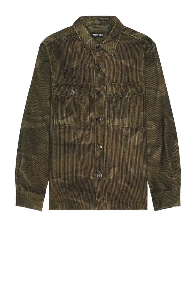 TOM FORD Camo Cord Over Shirt in Brown Cover