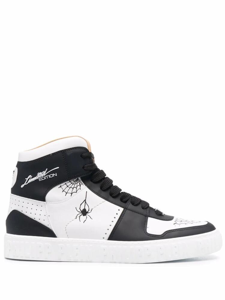 Philipp Plein panelled spider print sneakers - White Cover