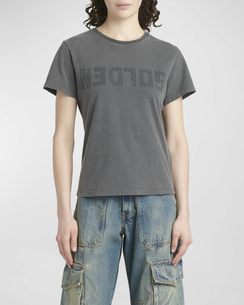 Golden Goose Distressed Crewneck Logo T-Shirt Cover