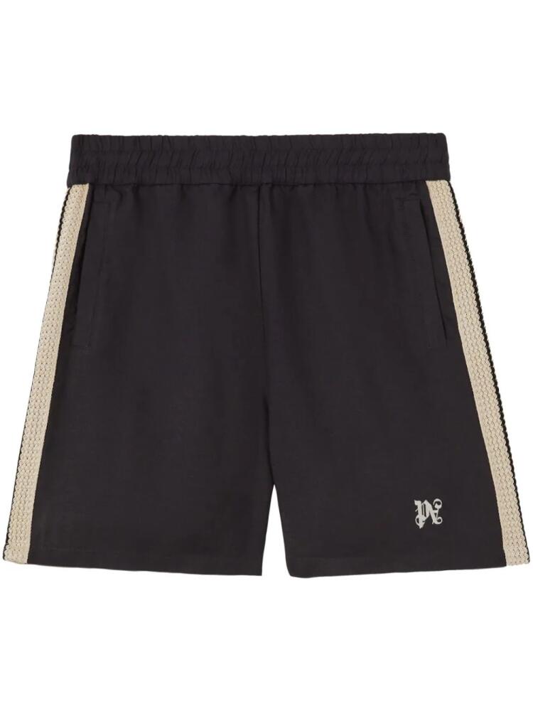 Palm Angels monogram-embroidered striped shorts - Black Cover