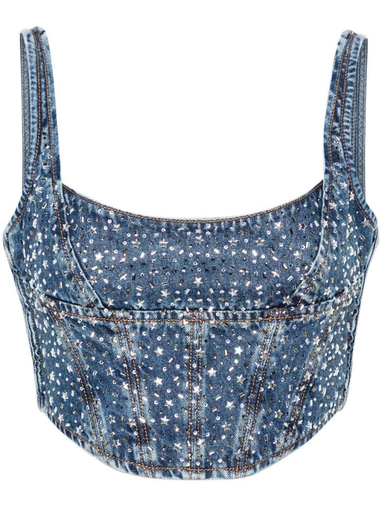 Alessandra Rich rhinestoned denim bustier - Blue Cover