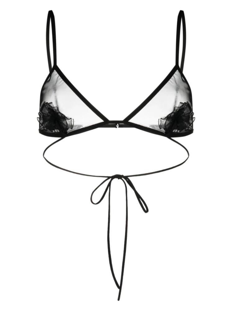 Nensi Dojaka flower-appliqué triangle bra - Black Cover