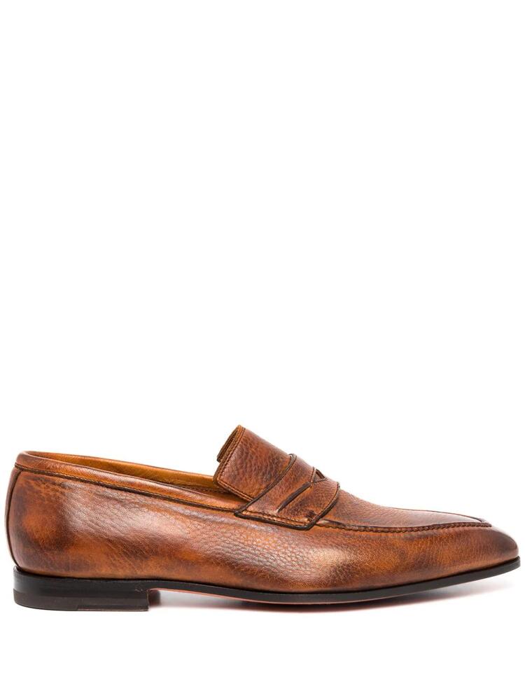 Bontoni principe leather slip-on loafers - Brown Cover