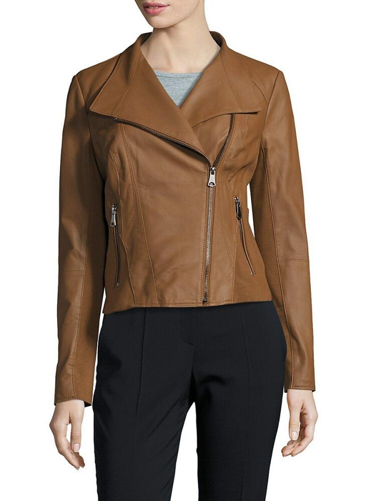 Marc New York Andrew Marc Women's Felix Leather Moto Jacket - Whiskey Cover