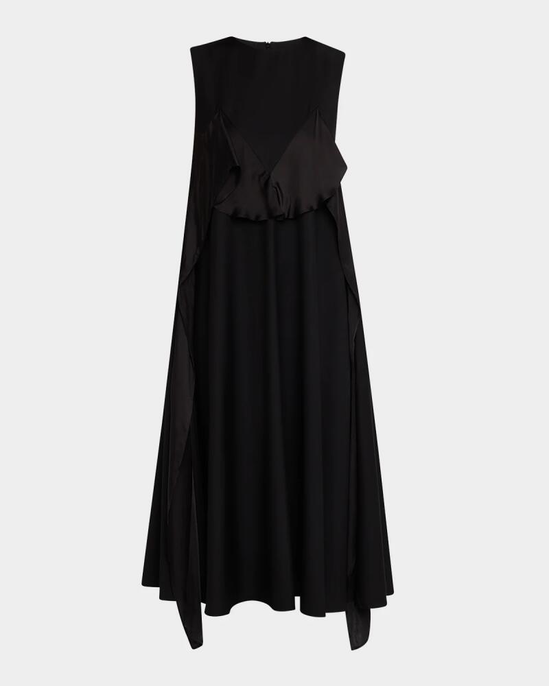 LOVEBIRDS Murraya Sleeveless Ruffle Trapeze Midi Dress Cover