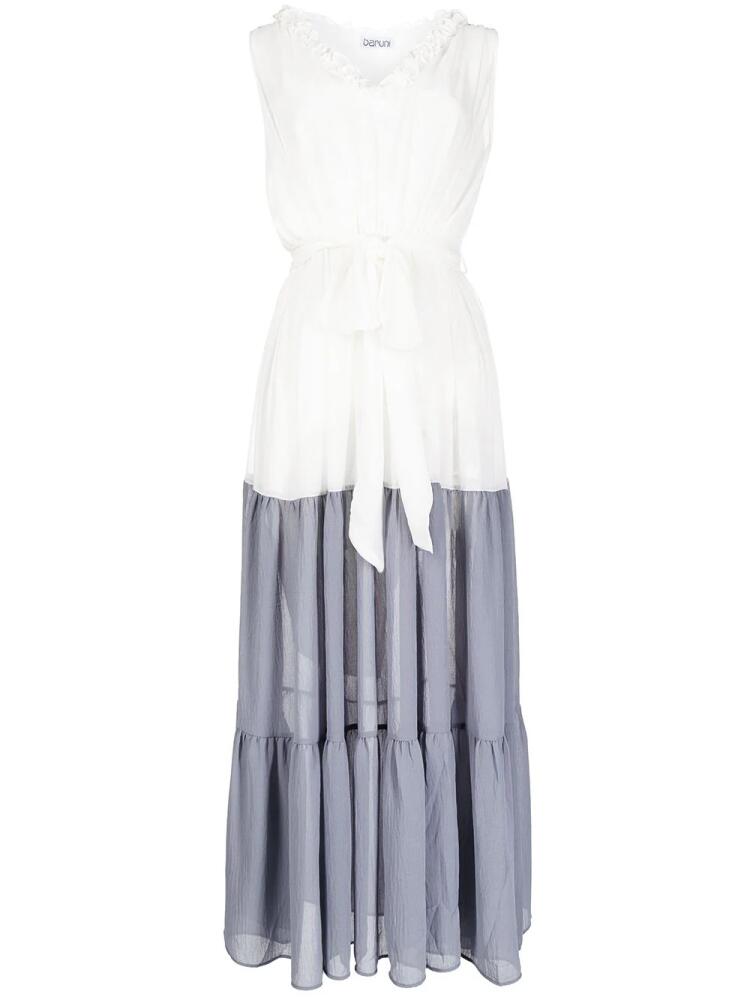 Baruni belted tiered evening gown - White Cover