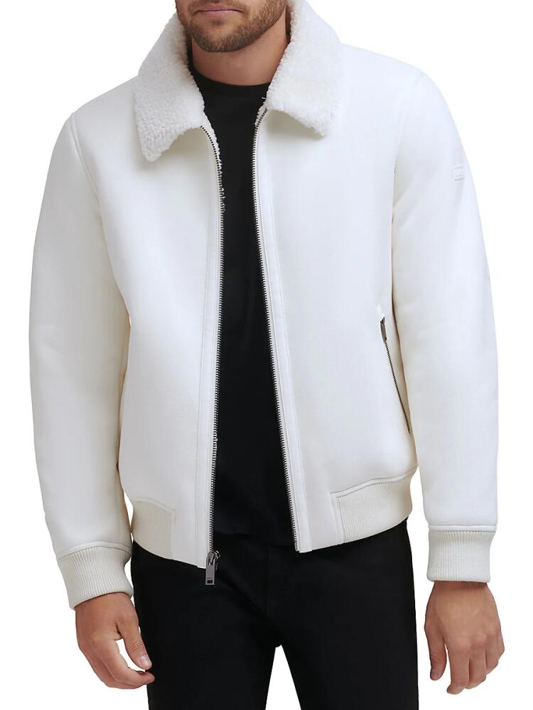 DKNY Men's Faux Shearling Bomber Jacket - White Cover