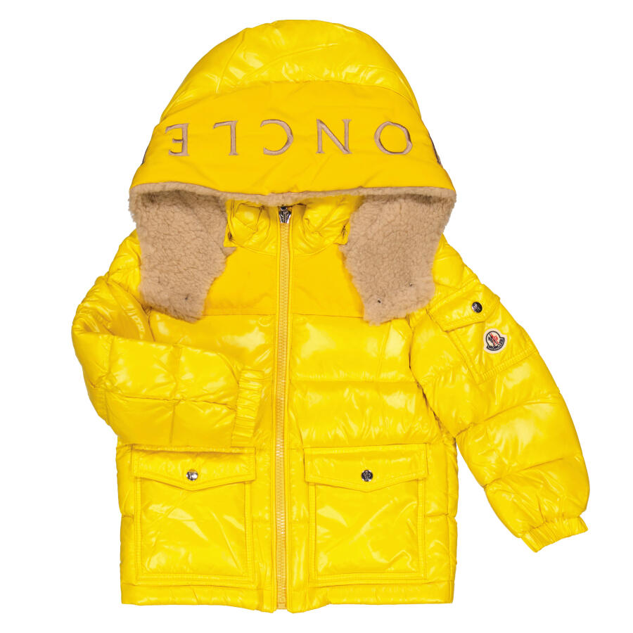 Moncler Boys Bright Yellow Guazy Hooded Down Puffer Jacket Cover