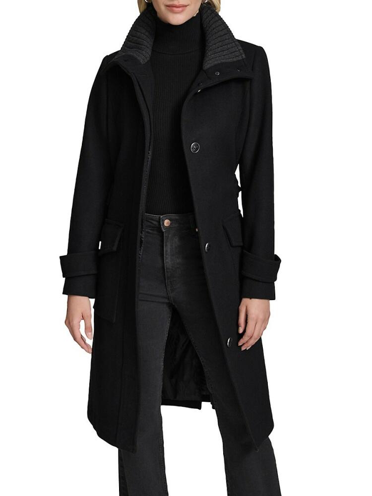 Andrew Marc Women's Scout Belted Wool Blend Longline Coat - Black Cover