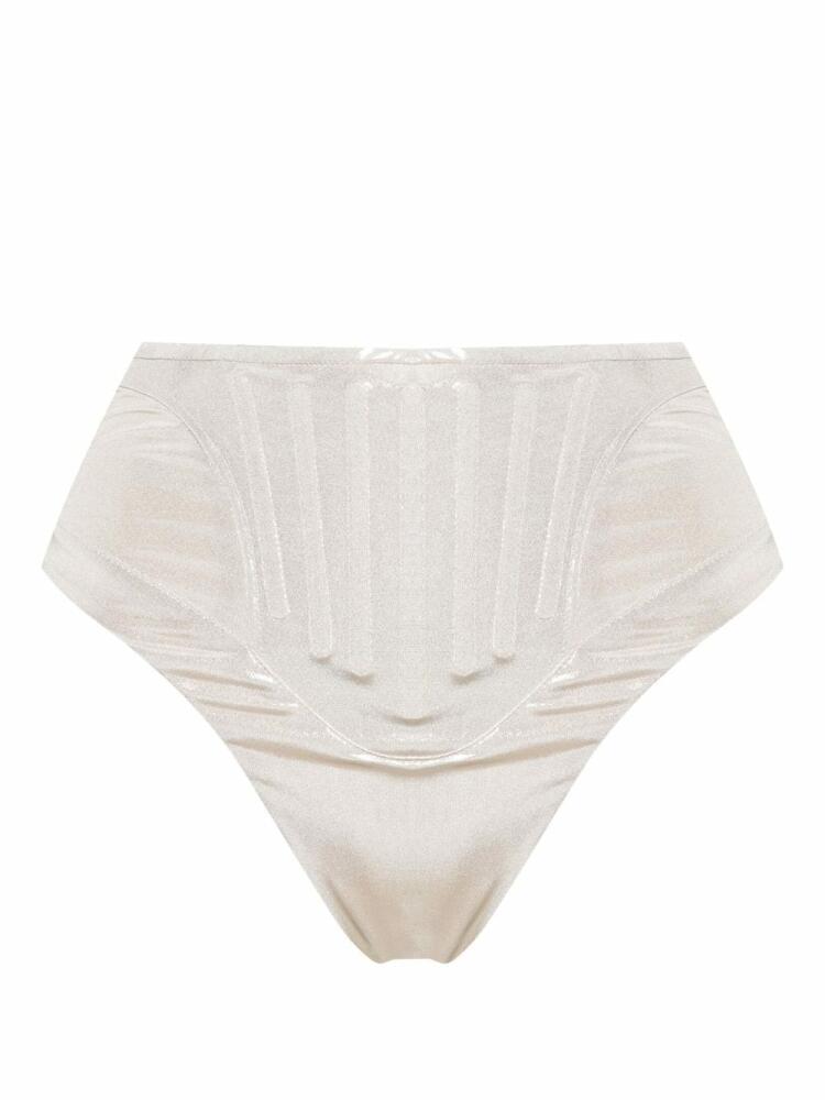 Mugler high-waisted lamé bikini briefs - Gold Cover