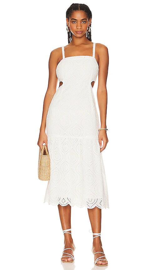 MINKPINK Viola Broidery Midi Dress in White Cover