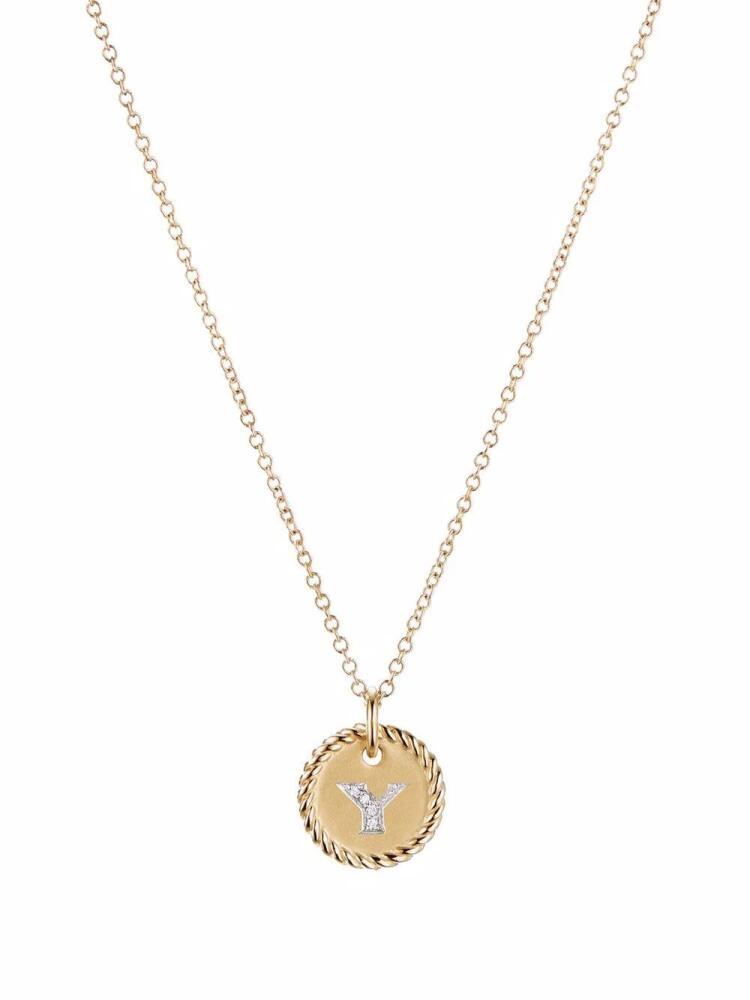 David Yurman 18kt yellow gold Initial Y diamond charm necklace Cover