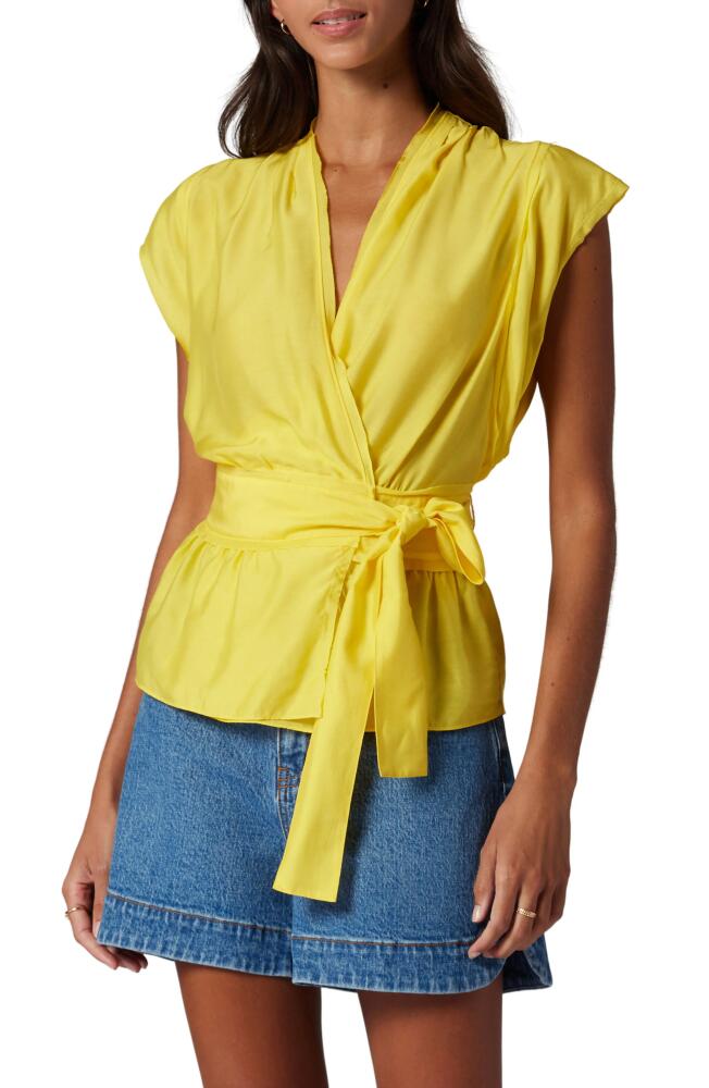 Joie Ashlele Tie Waist Wrap Top in Empire Yellow Cover