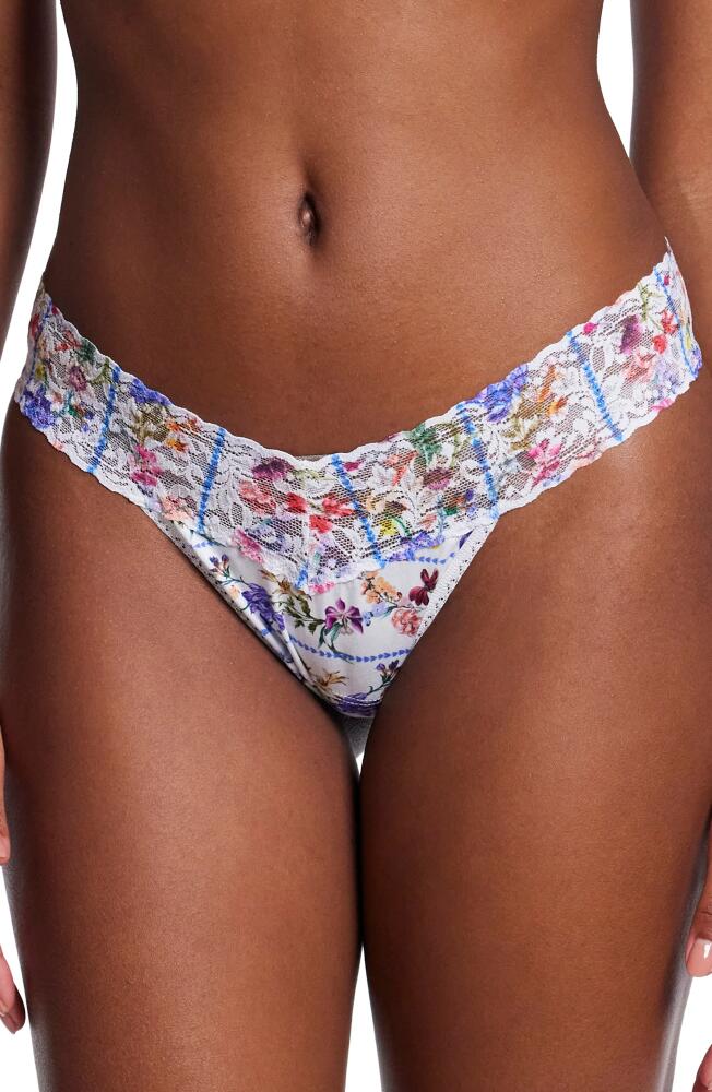 Hanky Panky Floral Print Supima Cotton Low Rise Thong in Flower Crown Cover