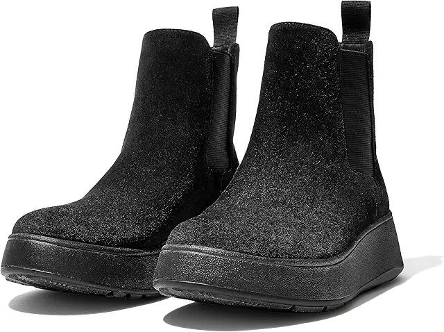 FitFlop F-Mode Suede Flatform Chelsea Boots (All Black) Women's Boots Cover