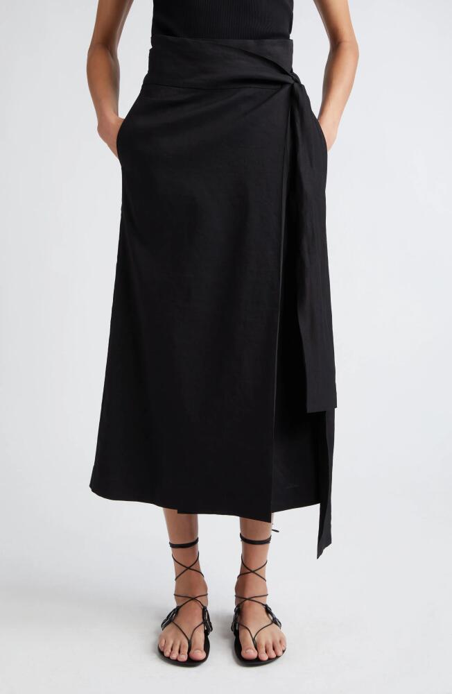 Róhe Linen Blend Wrap Skirt in Noir Cover