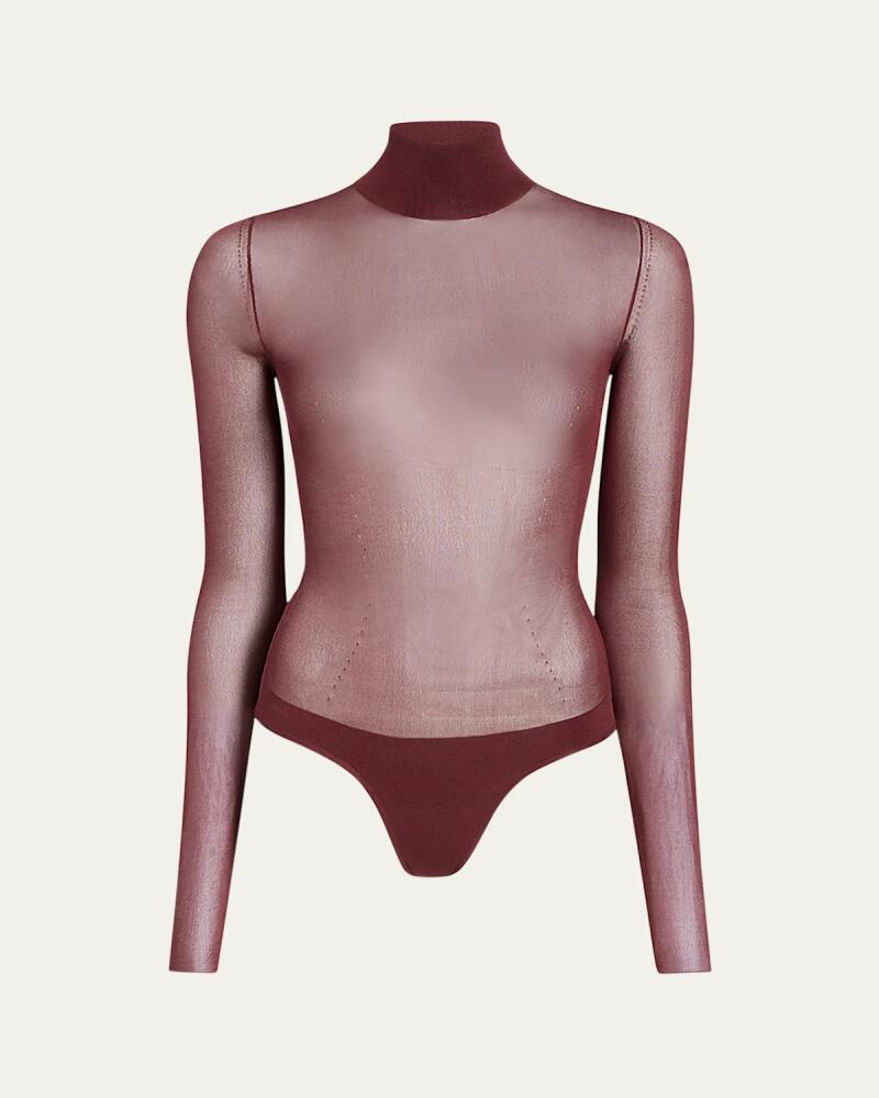 Khaite Tallin Sheer Mesh Turtleneck Bodysuit Cover