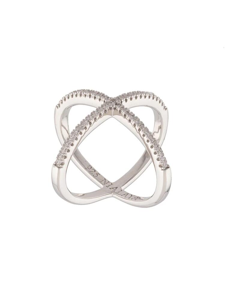 Nialaya Jewelry cross over ring - Grey Cover