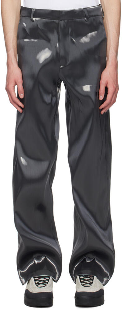 HELIOT EMIL Gray Liquid Metal Trousers Cover