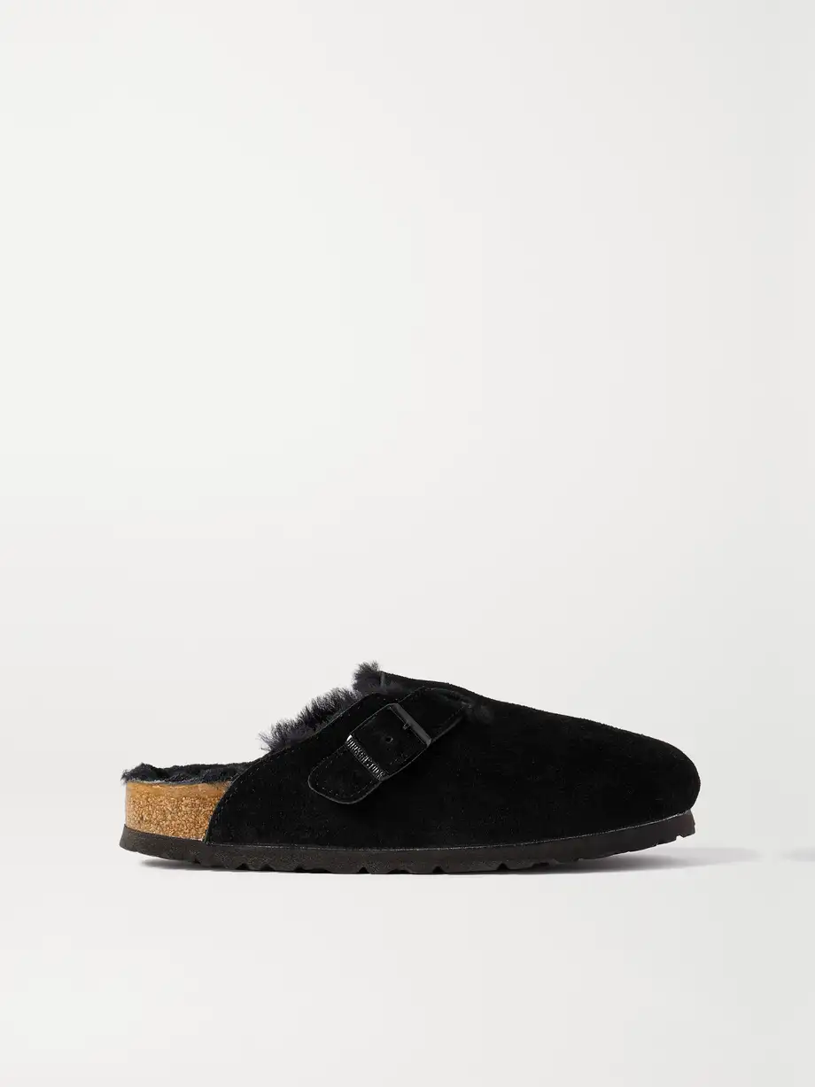 Birkenstock - Boston Shearling-lined Suede Slippers - Black Cover