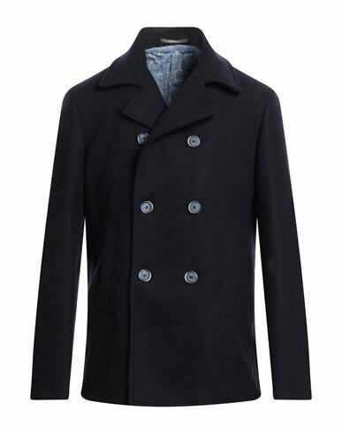 Havana & Co. Man Coat Blue Polyester, Wool Cover