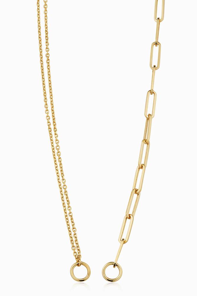 Oradina 14K Yellow Gold Rimini Venice Mixed Link Split Chain Cover