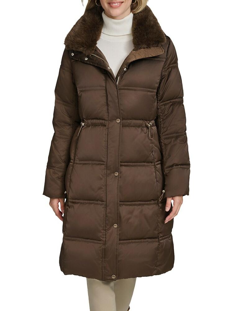 Andrew Marc Women's Emery Faux Rabbit Fur Down Parka - Chocolate Cover