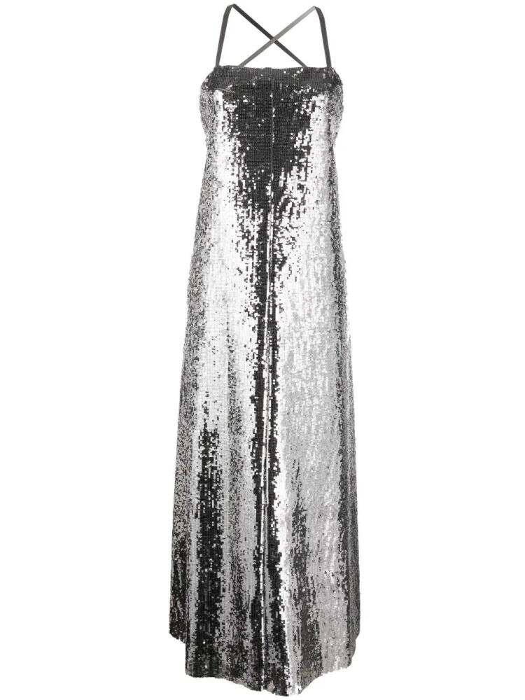 Junya Watanabe metallic-effect sequinned maxi dress - Silver Cover