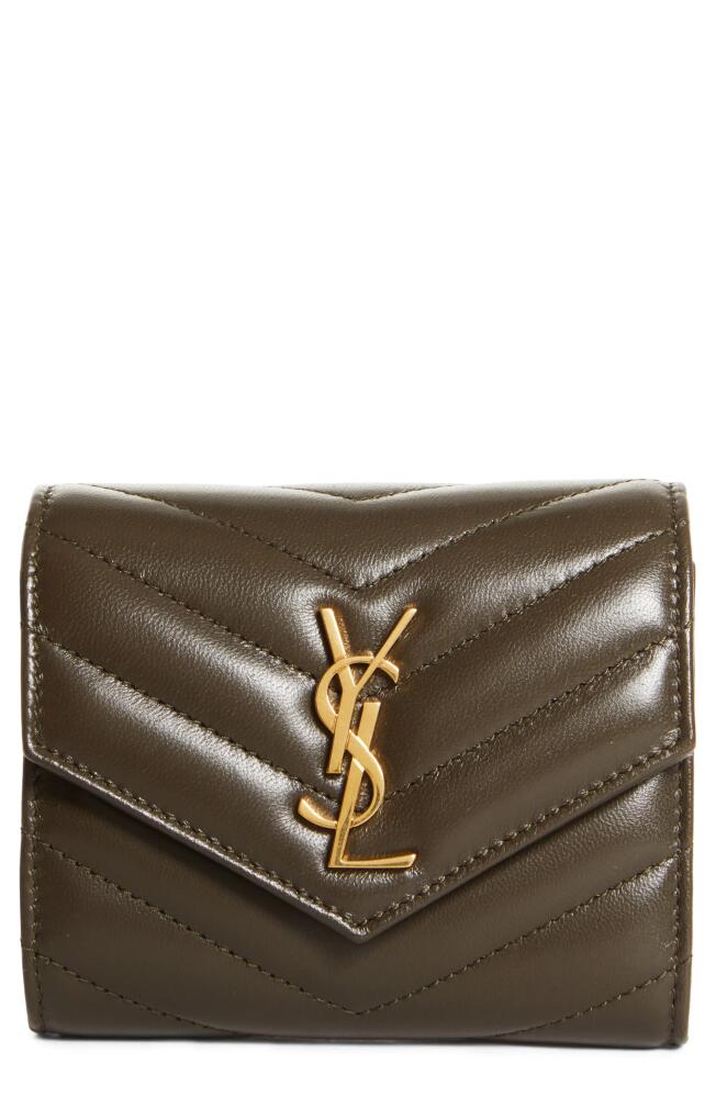 Saint Laurent Monogram Matelassé Leather Trifold Wallet in Light Musk Cover