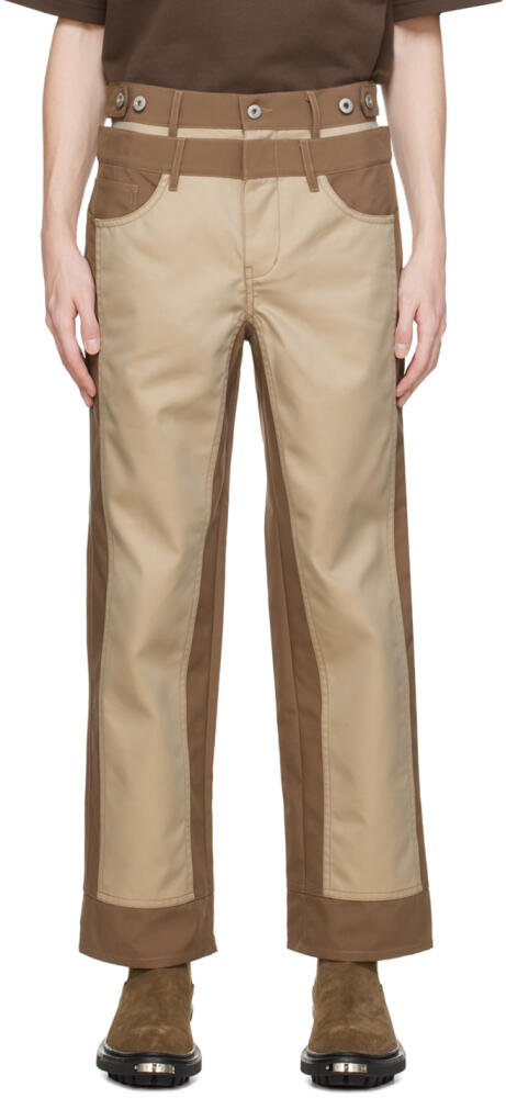 Feng Chen Wang Brown & Beige Paneled Trousers Cover