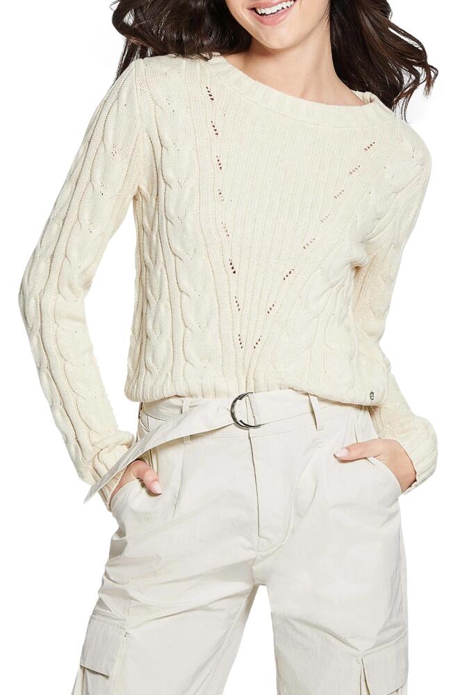 GUESS Elle Cable Knit Sweater in Beige Cover