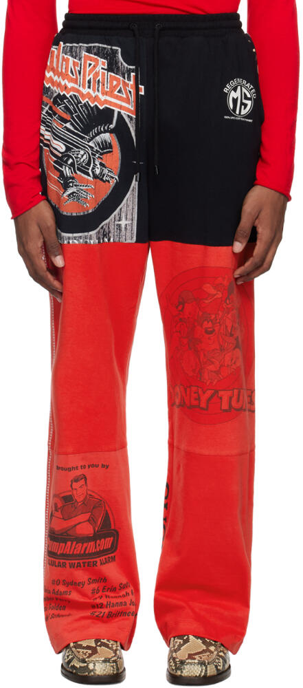 Marine Serre Red & Black Regenerated Graphic Sweatpants Cover