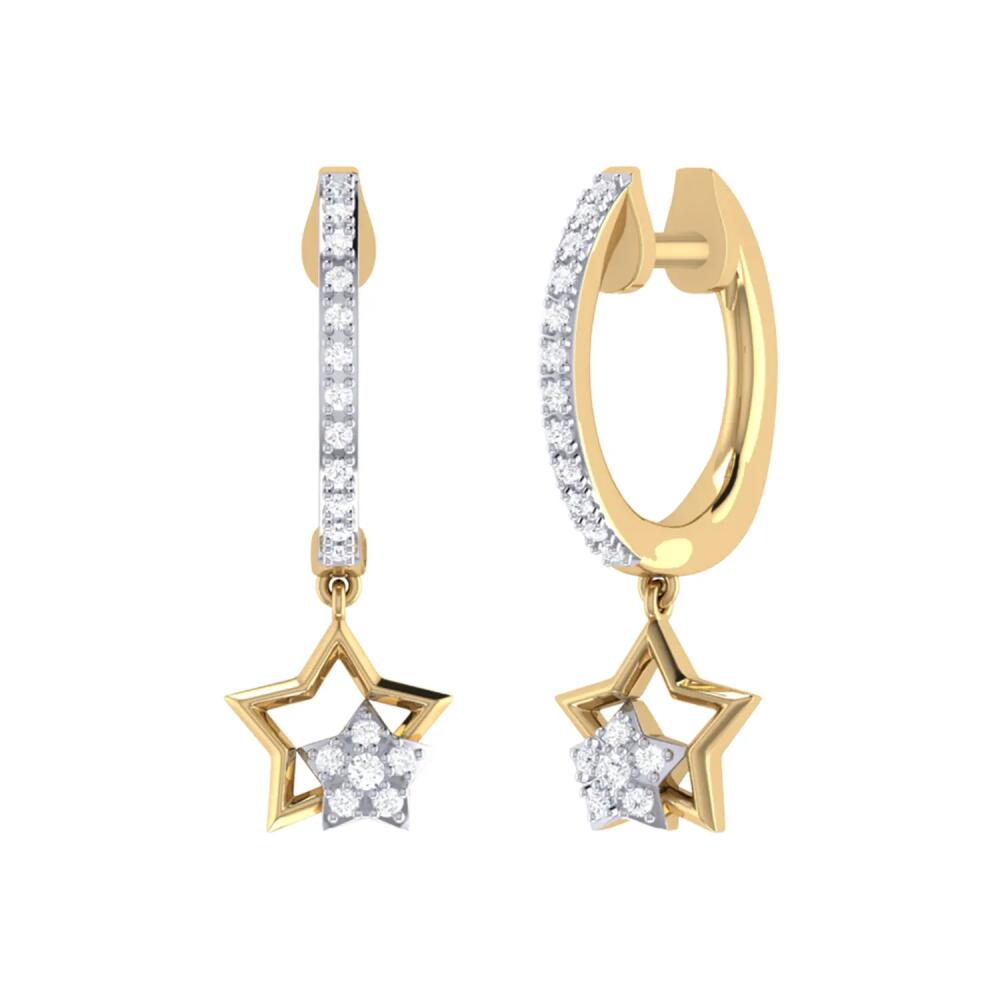 LuvMyJewelry Starkissed Duo Sterling Silver Diamond Hoop Earring in 14Kt Gold Vermeil On Sterling Cover