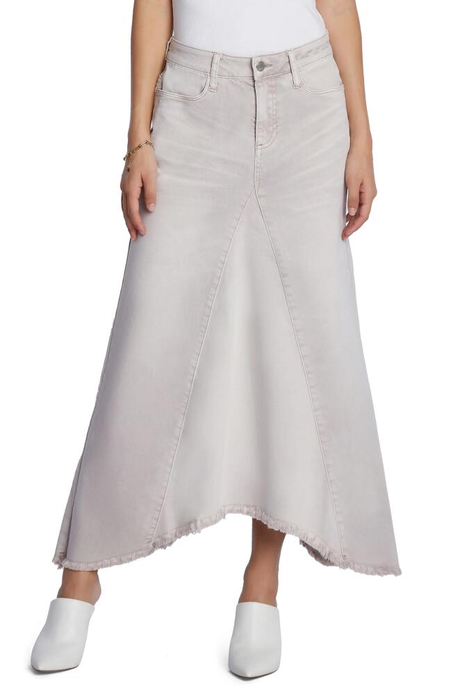 Wash Lab Denim Selma Pieced Asymmetric Denim Maxi Skirt in Almond Cover