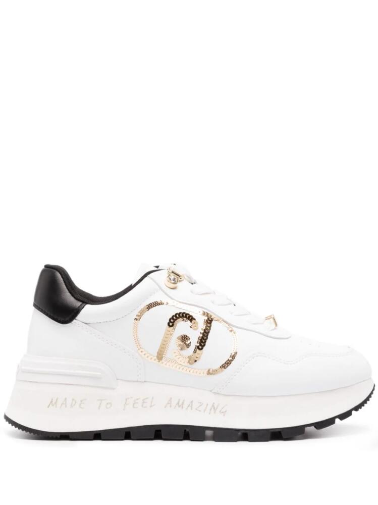 LIU JO logo-embellished lace-up sneakers - White Cover