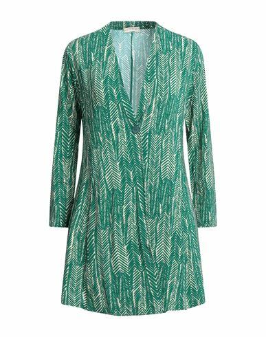 Siyu Woman Overcoat & Trench Coat Green Viscose, Elastane Cover