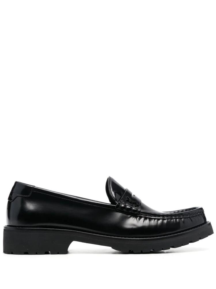 Saint Laurent Le Loafer high-shine finish flat shoes - Black Cover