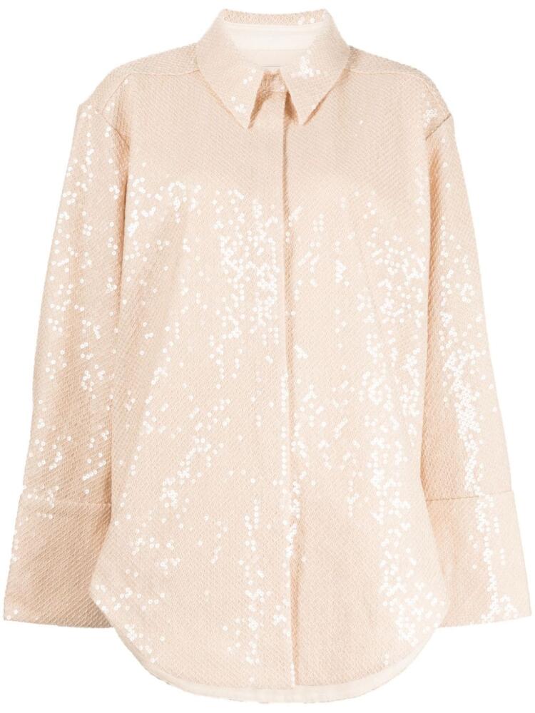 Aje sequin-embellished shirt - Neutrals Cover