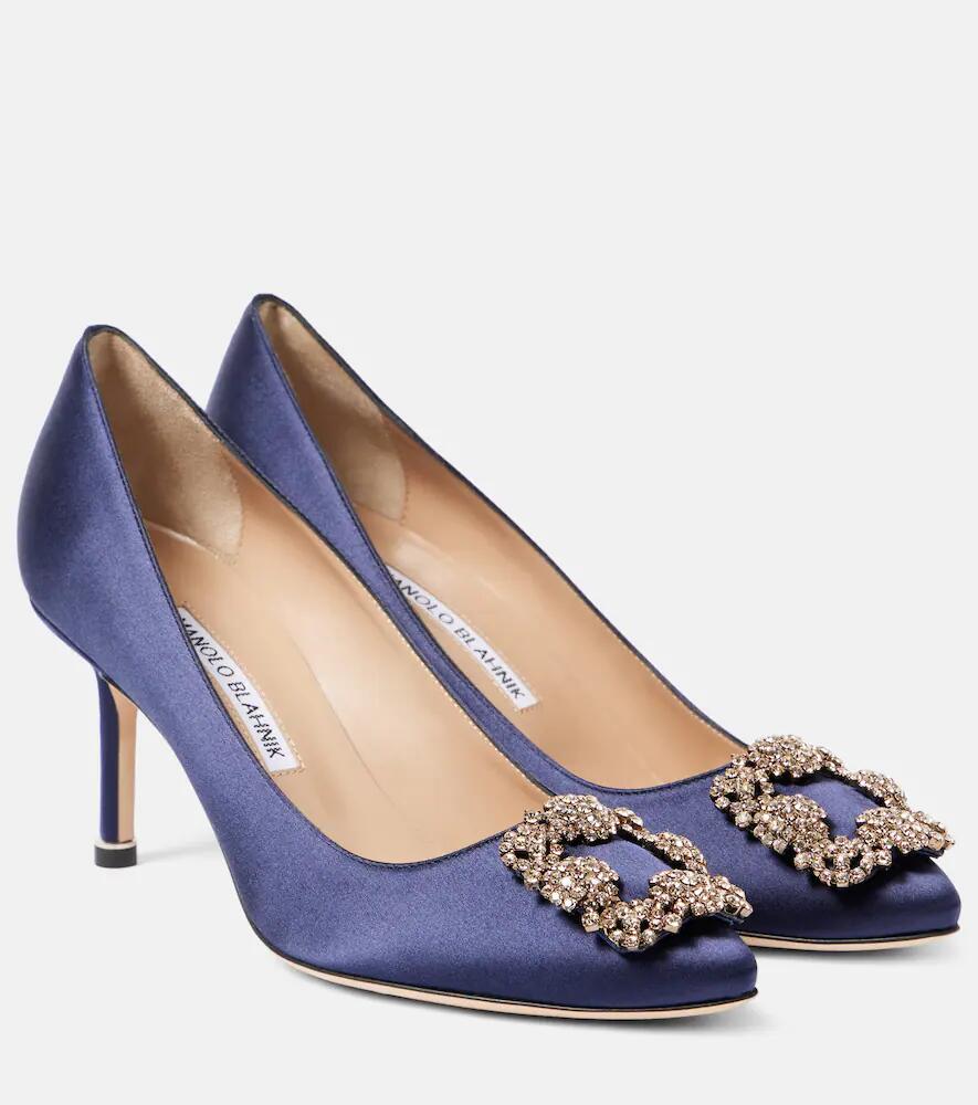 Manolo Blahnik Hangisi embellished satin pumps Cover